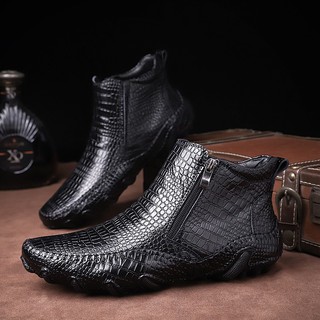 Luxury Men Boot Vintage English Style Real Leather Shoes Comfortable Handsome