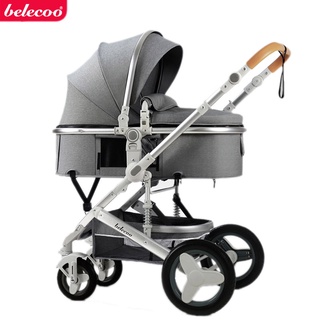 Belecoo Baby Stroller 2 in 1 High Landscape Stroller Reclining Baby Carriage Foldable Stroller Baby