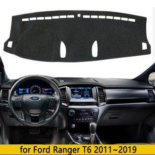 For Ford Ranger Raptor T6 wikdtrak 2011 2012 2013 2014 2015 2016 2017 2018 2019 2020 2021 Car Accessories Sun Protection Car dashboard covers mat Anti-Slip Mat Dashboard Cover Pad Sunshade Dashmat Polyester Black Flannel Leather material