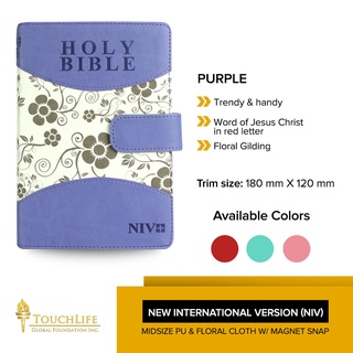 TouchLife NIV Bible Midsize Floral w/ Magnet Flap (Purple) aW5K