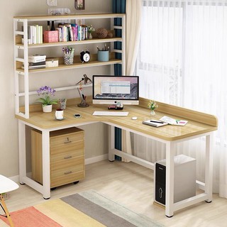 ✲✖Corner desktop computer desk Simple desk bookcase combination study room L-shaped desk home studen (1)