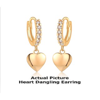 [EM] Jewelry 18k Gold Plated Crystal rose gold heart dangling earring