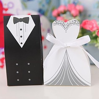 BM✿ 100pcs Tuxedo Dress Groom Bridal Wedding Party Favor Gift Ribbon Candy Boxes AU