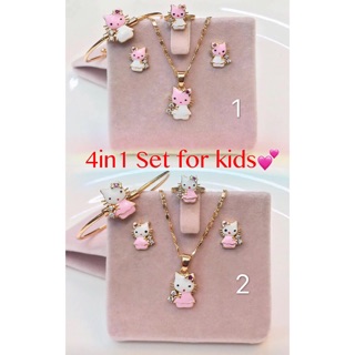 [Maii] Hello kitty 4 in 1 rose gold set for kids jewelry set