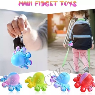 Pop It Fidget Toy Collectibles Sensory Stress Relief Anxiety Tiktok Reversible Octopus Soft Simulation Double-sided Color Flip Keychain