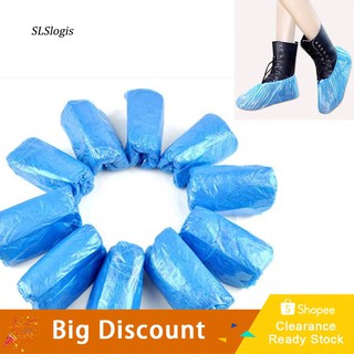 SLS 100Pcs Disposable Plastic Boot Shoes Cover Waterproof Lab Cleaning Overshoes
