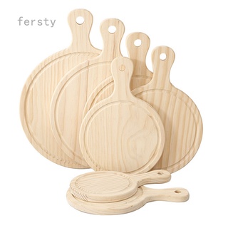 Ready Stock/✷✠✘fersty new Durable Round Wooden Pizza Paddle Serving Board Making Peel Cutting Tray t