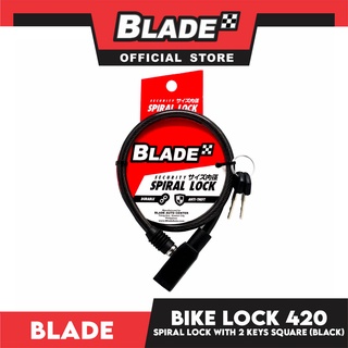 Blade Bike Lock 420 Security Spiral Lock Square with 2 Keys (Black)
