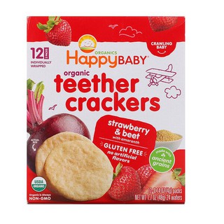 Happy Baby Organic Teether Crackers Strawberry & Beet 48g
