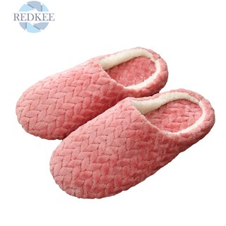 REDKEE Cute Coral Velvet Soft Home Slippers Cotton Autumn Winter Warm Indoor Shoes #cz