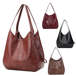 Women Vintage Handbag Korean Quality Large Capacity Bag Fashion PU Leather Bucket Shoulder Bag