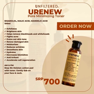 UNFILTERED URenew Lightening & Pore Minimizing Toner 100ml