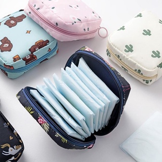 【spot goods】㍿Portable Sanitary Pads Bag Large Capacity Travel Cosmetic Napkin Storage