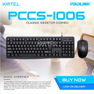 PROLiNK Classic USB Desktop Keyboard + Optical Mouse Combo PCCS1006 /For Laptop & Computer