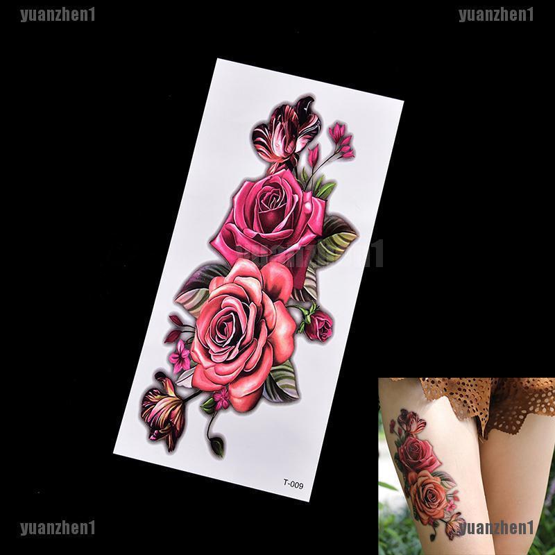 YZPH Fake Temporary Tattoo Sticker Rose Flower Arm Body Waterproof Women