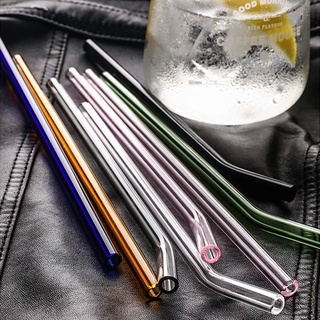 Clear Bent Glass Straws Reusable Wedding Birthday Party Drinking Straws Thick Straws Straight pipe oblique