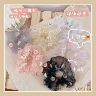 【Stock】Flower Chiffon Scrunchies/ cute Lace Hair Bands/Daisy Flowers Thin Mesh Scrunchies/ Transparent Tulle Headwear /Elastic Hair Rubber Bands (4)
