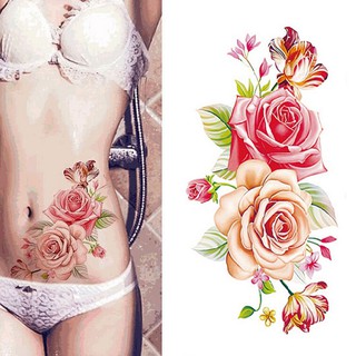 New Fake Temporary Tattoo Sticker Pink Rose Flower Arm Body Waterproof Women Art,
