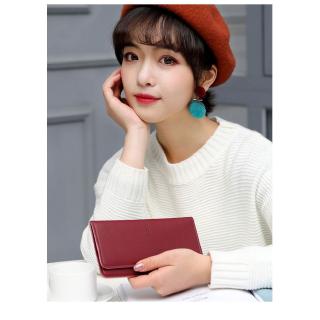 Ultra Thin Long-style Purse Woman Card Soft Leather Wallet Woman Simple Long Fold Over Purses (6)