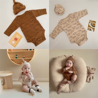 Baby Boy Girl Romper Onesie+ Hat Newborn Cotton Long Sleeve Dinosaur Print Pajamas Clothes