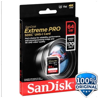 Sandisk Extreme Pro SDXC Card UHS-I U3 V30 Class 10 (170MB/s) -SDSDXXY-64GB