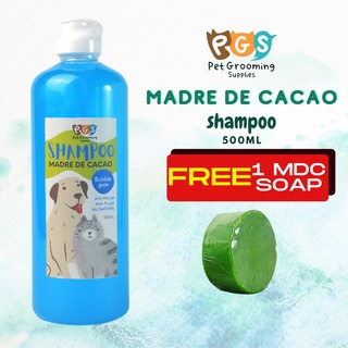 COD PET Madre De Cacao Shampoo For Dogs Bubble Gum Scent 500ml with Free 1 MDC Soap Shampoo For Dog