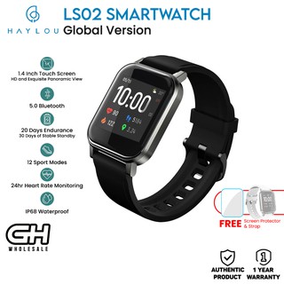 Haylou LS02 Smartwatch Bluetooth V5.0 with 12 Sports Mode 24 Hour Heart Monitoring with Freebie