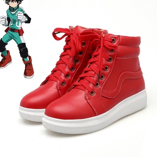 Anime My Hero Academia Izuku Midoriya Cosplay Shoes Midoriya Izuku Deku Shoes Red PU Leater