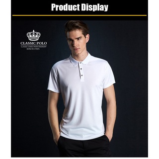 Men Clothes❒℡Solid color quick-drying stand-up collar POLO shirt plus size men's short-sleeved T-shi