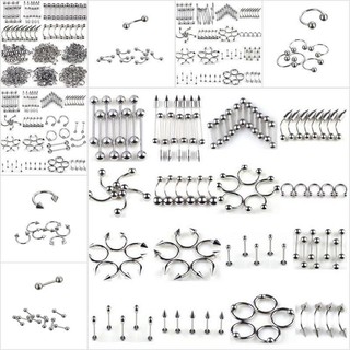 JYPH 85pcs Tongue Eyebrow Lip Belly Navel Ring Stainless Steel Piercing Body Jewelry Wholesale