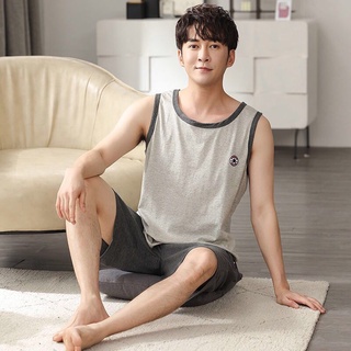 ✻❀Men s pajamas, modal cotton vest, sleeveless shorts, thin suit, men s style can be worn outside, y