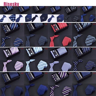 Risesky@ 5 Pieces Set Gift Box Business Formal Necktie Handkerchief Cufflink Mens Tie