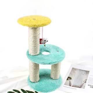 Double layers pet cat climbing scratchers board tree toy