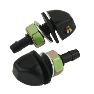 2 pcs Black Plastic Car Front Window Windshield Washer Spray Nozzle For BMW Pair