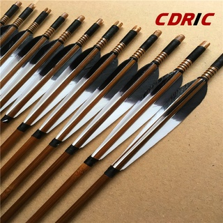 6/12/24pcs Handmade bamboo Arrows Turkey feather For Longbow Recurve Bow Archery Hunting