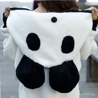 YL【Jualan spot】Cute Bear Ear Panda Winter Warm Hoodie Coat Women Hooded Jacket Outerwearwomen girl o