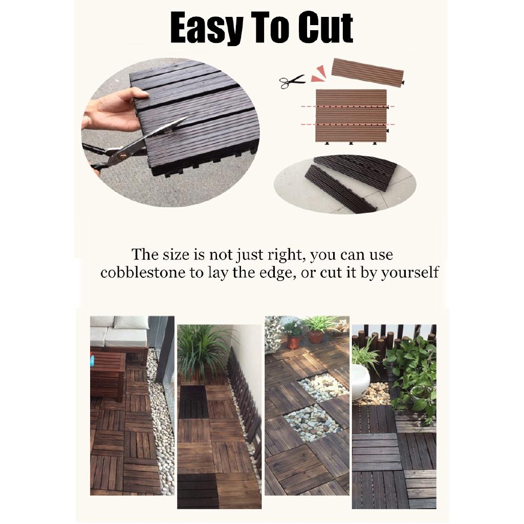 30x30cm DIY Wood Patio Interlocking Flooring Decking Tiles (4)