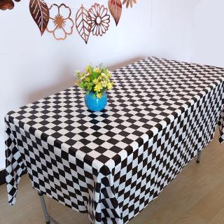 Black/white Pink/red/rose red lattice PE rectangular party disposable thickened plastic tablecloth restaurant dessert table birthday party decoration