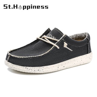 2021 New Summer Men's Canvas Shoes Lightweight Breathable Soft Slip-on Casual Shoes Fashion Beach