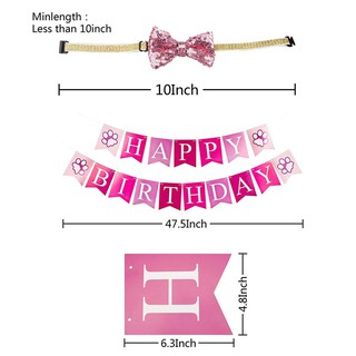 【BEST SELLER】 Pet Theme Party Needs Triangle Towel+Hat+Collar Dog Paw Happy Birthday Banner Flag Par (5)