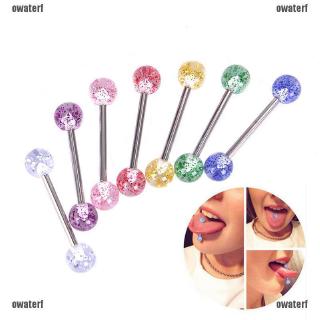 【YFOP】 8PCS/Set Colorful Glitters Tongue Rings Barbell Ball Body Piercing Jewelry NCZ