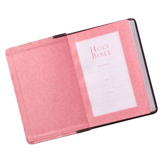 Brown and Pink Leaf Design KJV Bible Compact (2)