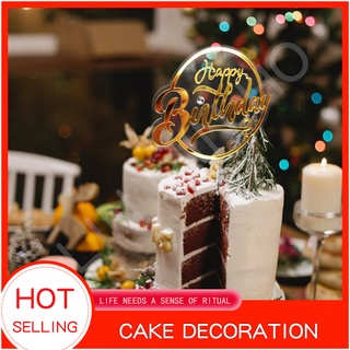 Acrylic Cake Topper Happy Birthday Party Dessert Baking Decoration With diamonds