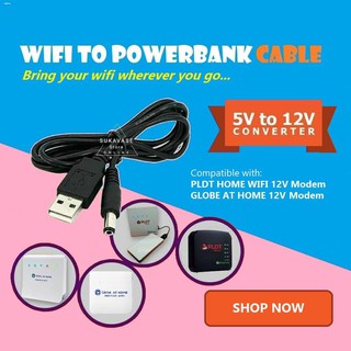 Pocket Wifi✜✴∋Wifi Modem to Powerbank USB Cable (5V to 12V Converter) for Globe , PLDT and Smart