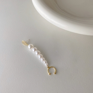 925 Silver Needle Long Pearl Tessel Earrings Climber Fashion Pearl Ear Cuff Cartilage Earrings 1Pcs (7)