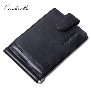 CONTACT'S Black Money Clips Genuine Leather Men Wallets Hasp Mini Purse ghXA