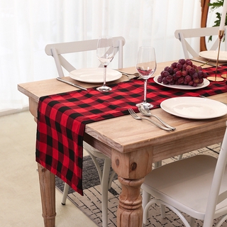 European-style Christmas decoration flower lattice cloth table runner festival home decoration red and black tablecloth placemat