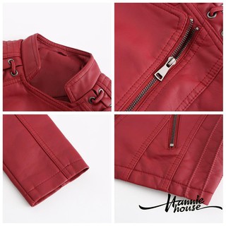 ❥Only➢Women´s Faux Leather Jacket, Long Sleeve Lapel Zip Up Moto Biker Short Coat with Pockets