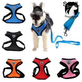 【Ready Stock】☢❀◄L~♘ Pet Puppy Adjustable Mesh Reflective Harness Leash Traction Rope