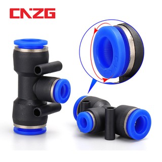 T Tee Shaped 4mm 6mm 8mm 10mm 12mm 14mm Fitting Pneumatic Connector Air Hose Plastic 3 Way Slip Lock Quick Push In
